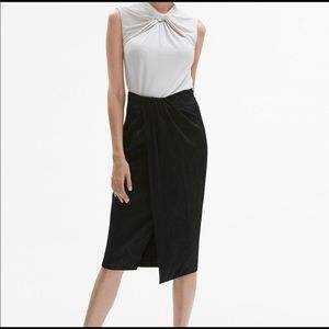 ✨ MM LaFleur Lenox Silk Skirt Rosette Black Sz 4